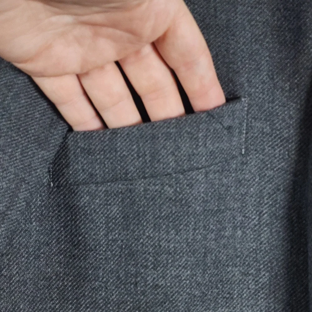 100 Merino Wool Sport Coat Mens 44R Gray Blazer Dark Academia Stafford Jacket